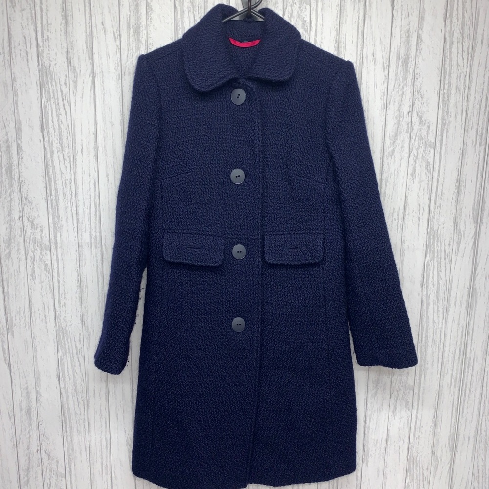 Womens Size 8 Boden Navy Blue Wool Coat EUC